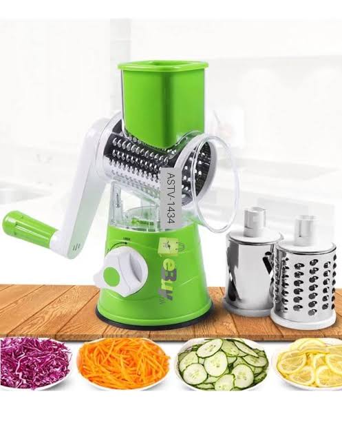 3-in-1 Tabletop Rotary Drum Grater, Slicer & Vegetable Cutter