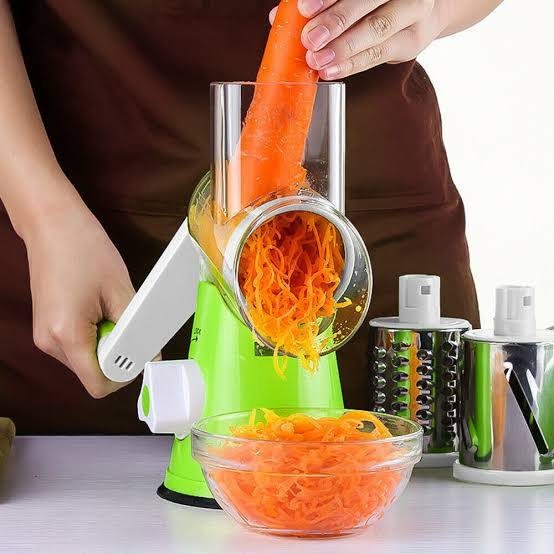 3-in-1 Tabletop Rotary Drum Grater, Slicer & Vegetable Cutter