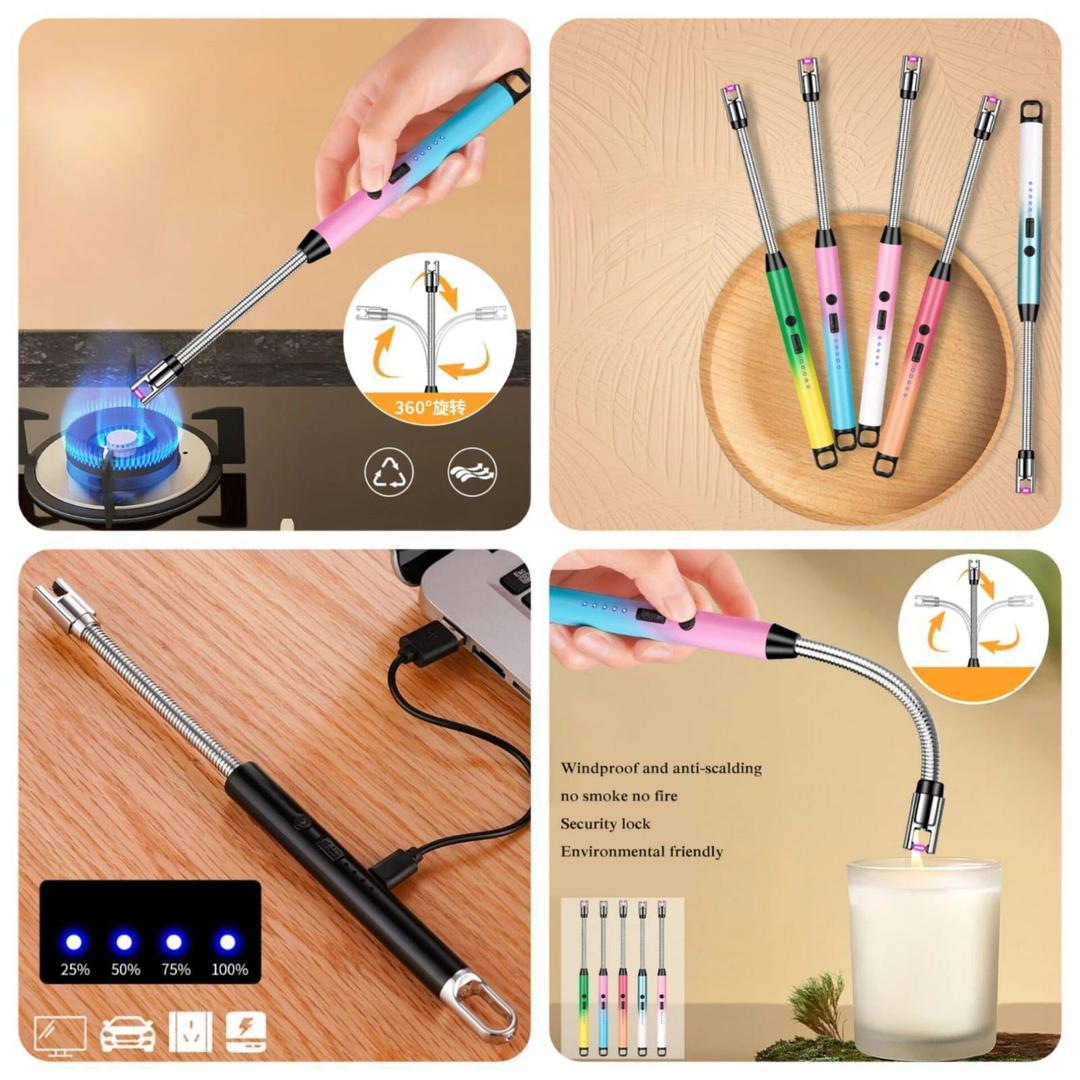 USB Rechargeable Electric Arc Lighter with Flexible Neck - Windproof Plasma Light
